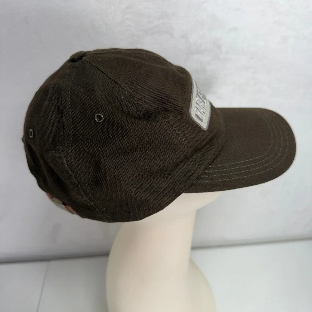 Harley Davidson Hat Dad Cap Brown Canvas Leather Strapback Embroidered Biker